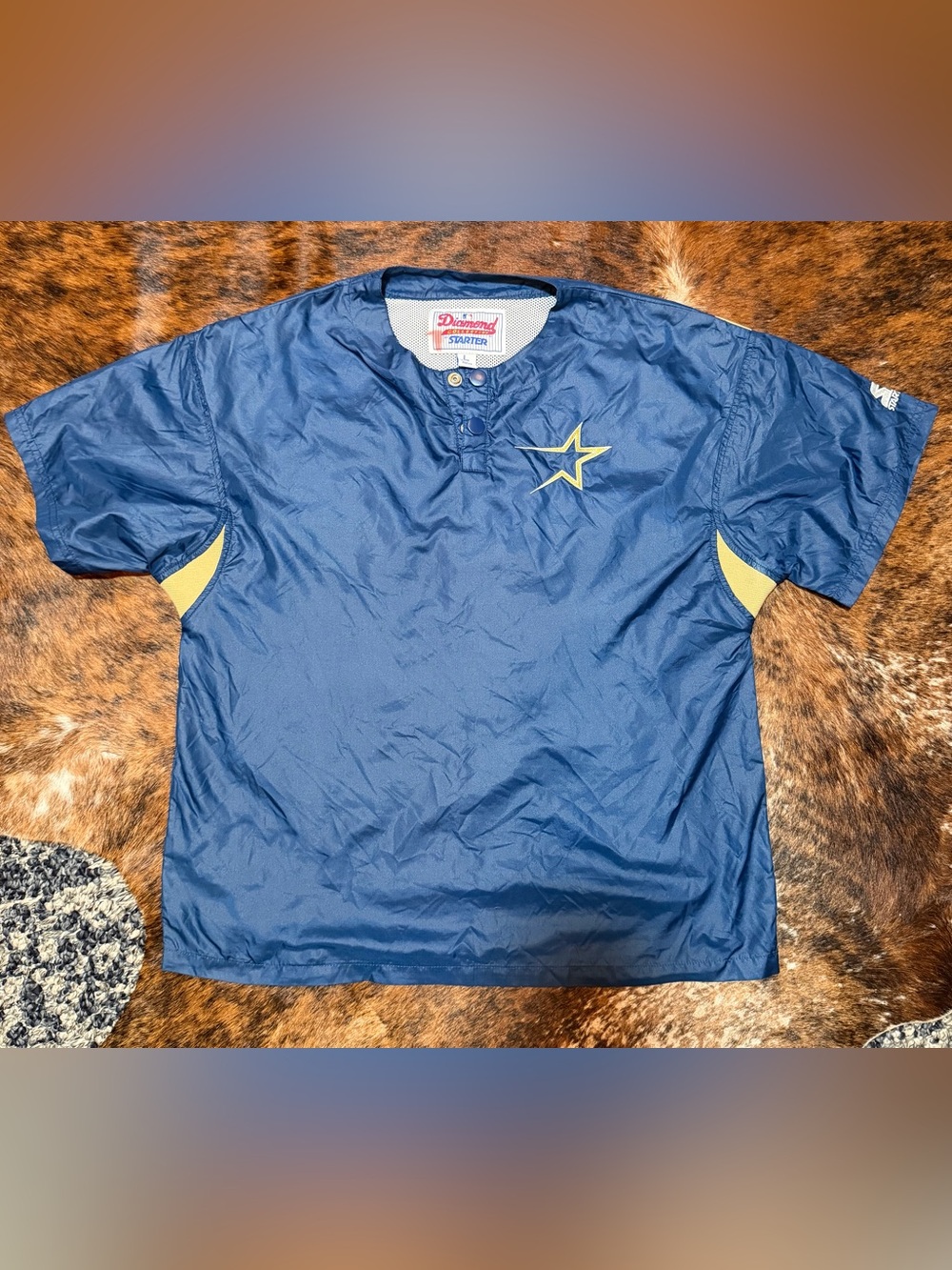 Vtg Houston Astros Player Issue short sleeve batting practice windshirt/pullover